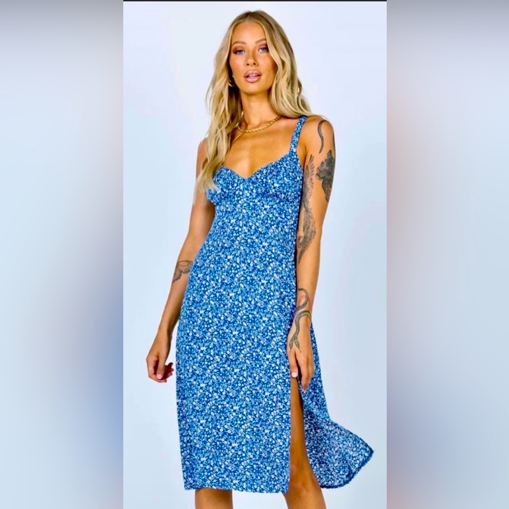 Princess Polly Blue Floral Midi Dress